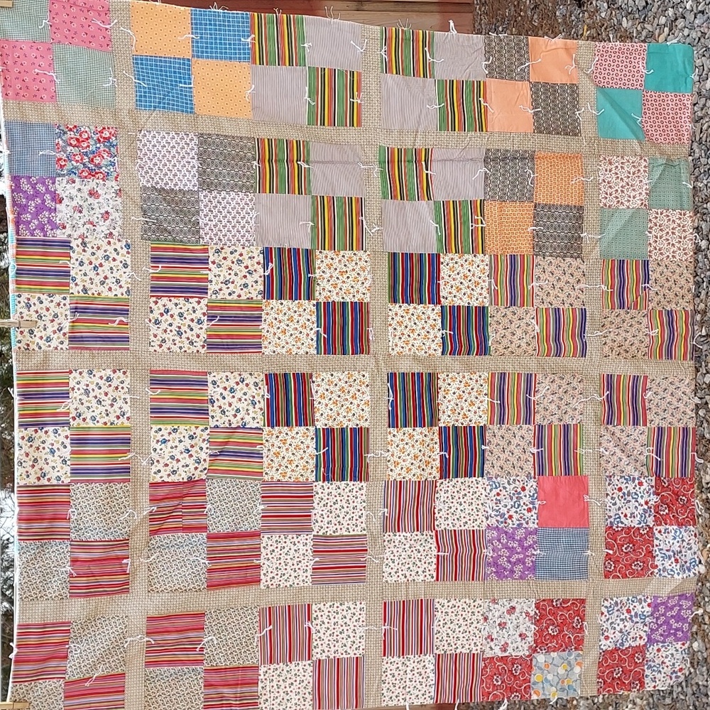 Handmade Vintage Grandma Made Small Baby Soft Quilt Vintage Material